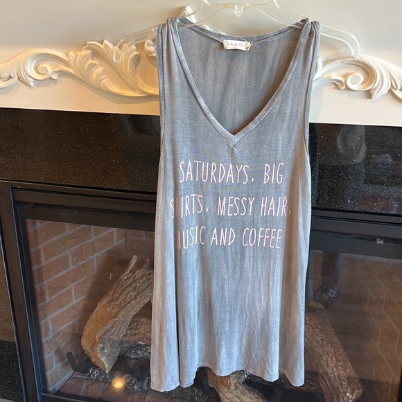 Altard State Graphic Tank Mineral Wash Top Gray Flowy Womens Small Messy Loose - Picture 3 of 5
